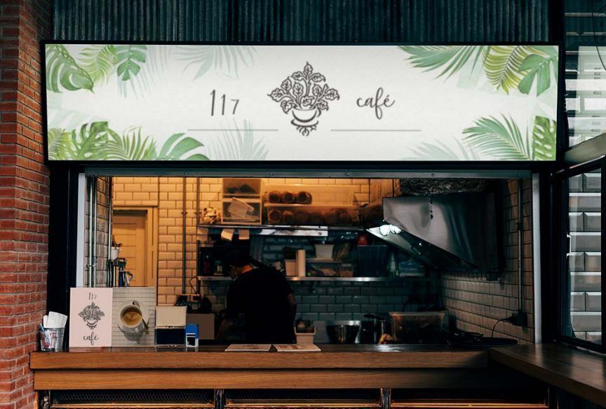 Gran formato - Vinilo para cafetería 117 Café, Valencia
