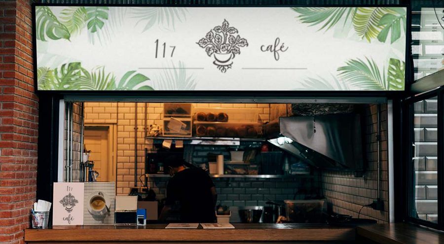 Gran formato - Vinilo para cafetería 117 Café, Valencia