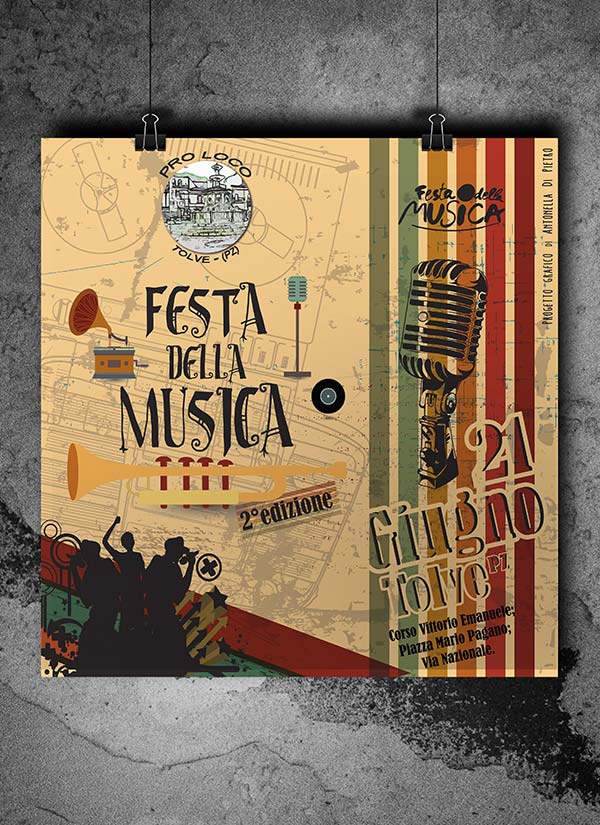Disegno e Stampa. Manifesto Festa della Musica, Tolve Potenza.